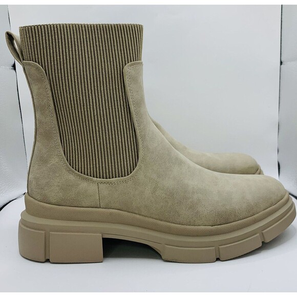 Xappeal Boots Womens 10 Harmony Tan Chelsea  Beige Lug Sole Stretch Ankle Boot - Picture 3 of 10